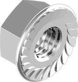 Sechskantschraube und Mutter M10 mit Sperrverzahnung